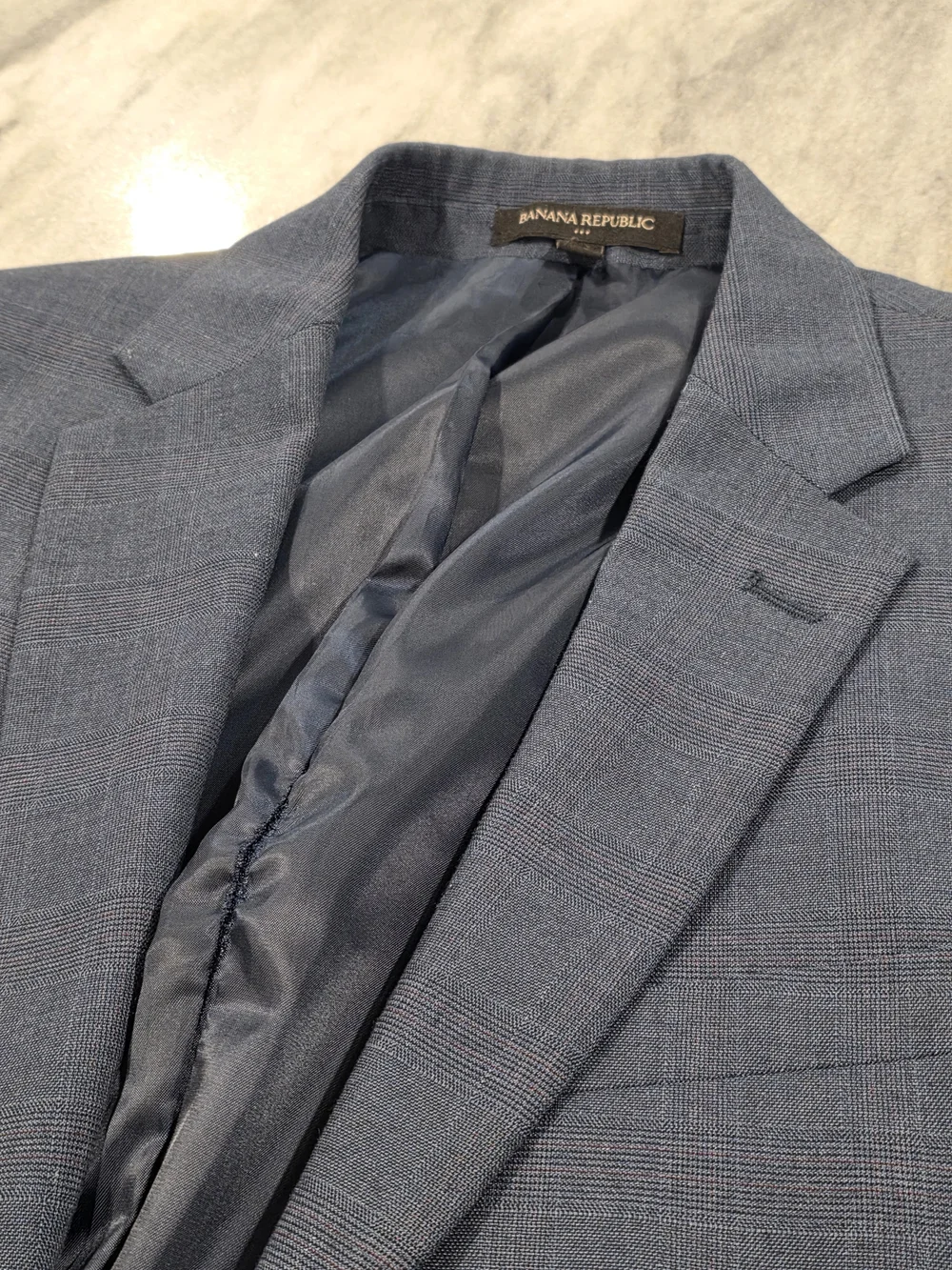 38R Men's Banana Republic Blazer Blue Tartan Plaid Slim Fit Sport Coat